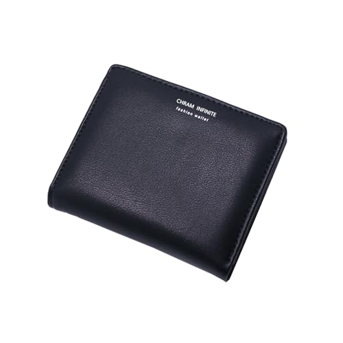 ASFWAGQ Geldbörse Damen klein Leder Kleines Portemonnaie Mini Kurzer Geldbeutel Große Kapazität kleines Portemonnaie Damen mit Zipper Münzfach Brieftasche (schwarz) von ASFWAGQ