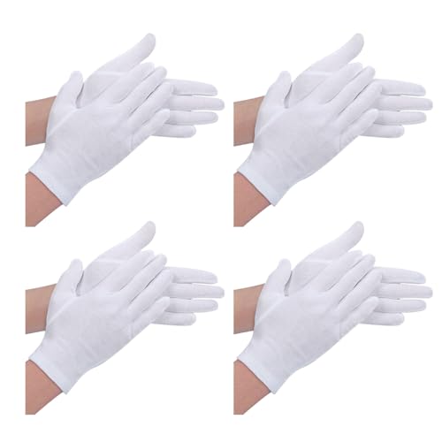 ASFWAGQ Kinder weiße Baumwollhandschuhe Halloween Kostüm Handschuhe Weiche Weiße Stoffhandschuhe Handgelenk Handschuhe für Kinder Jungen Mädchen Kostüm Verkleidung Cosplay Uniform (4, stück) von ASFWAGQ