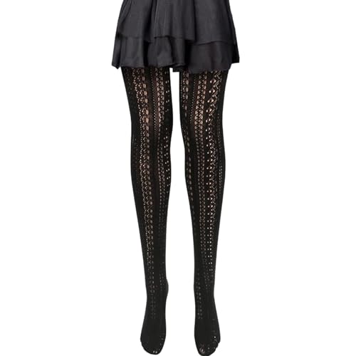 ASFWAGQ Strumpfhose Strumpfhose Trachtenstrümpfe Tanzstrumpfhose mit Zopfmuster für Oktoberfest Fasching Karneval Mottoparty (DE/NL/SE/PL, Alphanumerisch, Einheitsgröße, Regular, Regular, Schwarz) von ASFWAGQ