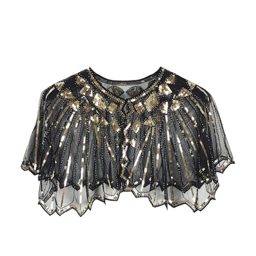 Damen Umschlagtücher Stola für Abendkleid Vintage Boutique Wraps Pailletten Stola mit Perlen und Pailletten, 1920s Retro Schal Hochzeit Party Flapper Abendparty Umhang Gatsby Kostüm Accessoires von ASFWAGQ