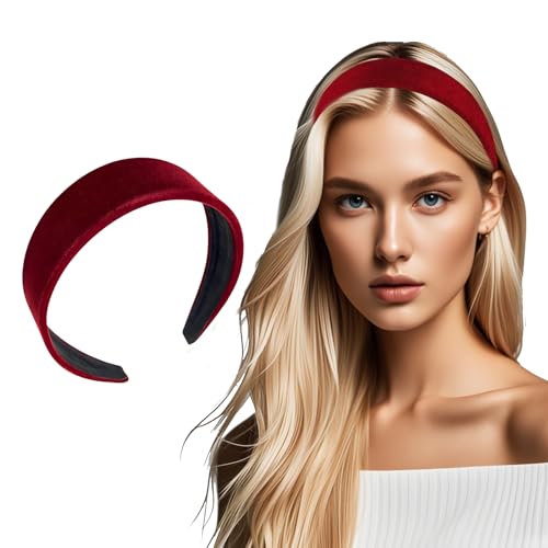 Haarreif Breiter Weinrot Breit Haarband für Damen Mädchen Klassischer Stirnband Basic Schwarz Band Minimalistischen Haarschmuck Haarkranz Kopfband (Weinrot, Einheitsgröße) von ASFWAGQ