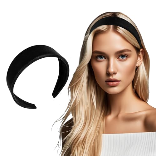 Haarreif Breiter Weinrot Breit Haarband für Damen Mädchen Klassischer Stirnband Basic Schwarz Band Minimalistischen Haarschmuck Haarkranz Kopfband (schwarz, Einheitsgröße) von ASFWAGQ