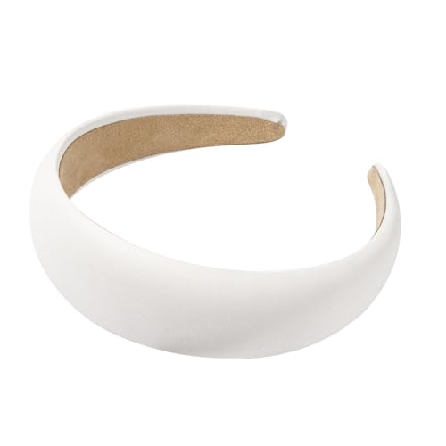 Haarreif Breiter weinroter Breit Haarband für Damen Mädchen Klassischer Stirnband Basic Schwarz Band Minimalistischen Haarschmuck Haarkranz Kopfband (weiß, Einheitsgröße) von ASFWAGQ