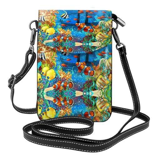 ASFgda Damen The Underwater World Tropical Fish Printed Small Messenger Bag With Credit Card Slot Mobile Wallet von ASFgda