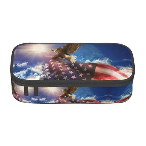 ASFgda Federmäppchen mit großem Fassungsvermögen, langlebig, amerikanische USA-Flagge, Adler, Kunstdruck, tragbare Kosmetiktasche, Aufbewahrungstasche für Bürobedarf. ASFgda Federmäppchen mit großem Fassungsvermögen, langlebig, amerikanische USA-Flagge, Adler, Kunstdruck, tragbare Kosmetiktasche, Aufbewahrungstasche für Bürobedarf. von ASFgda