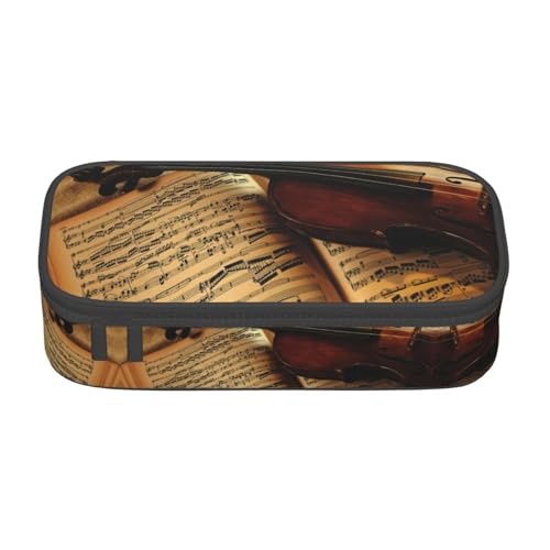 ASFgda Federmäppchen mit großem Fassungsvermögen, strapazierfähig, mit Violine und Buch, tragbare Kosmetiktasche, Aufbewahrungstasche für Bürobedarf. ASFgda Federmäppchen mit großem Fassungsvermögen, strapazierfähig, mit Violine und Buch, tragbare Kosmetiktasche, Aufbewahrungstasche für Bürobedarf. von ASFgda