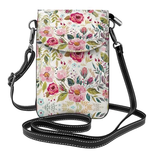 ASFgda Kleine Kuriertasche für Damen, Blumenblatt-Druck, mit Kreditkartenschlitz, mobile Geldbörse ASFgda Kleine Kuriertasche für Damen, Blumenblatt-Druck, mit Kreditkartenschlitz, mobile Geldbörse von ASFgda