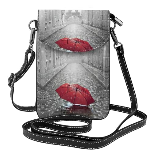 ASFgda Kleine Kuriertasche für Damen, Motiv: Eiffelturm, Paris, Straße, roter Regenschirm, bedruckt, mit Kreditkartenschlitz, mobile Geldbörse ASFgda Kleine Kuriertasche für Damen, Motiv: Eiffelturm, Paris, Straße, roter Regenschirm, bedruckt, mit Kreditkartenschlitz, mobile Geldbörse von ASFgda