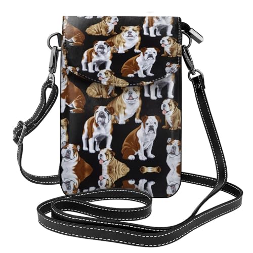 ASFgda Kleine Kuriertasche für Damen, Motiv: Englische Bulldoggen, mit Kreditkartenschlitz, mobile Geldbörse ASFgda Kleine Kuriertasche für Damen, Motiv: Englische Bulldoggen, mit Kreditkartenschlitz, mobile Geldbörse von ASFgda