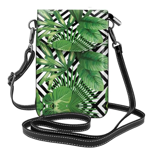 ASFgda Kleine Kuriertasche für Damen, Motiv: grüne Palmenblätter, tropische Pflanze, mit Kreditkartenschlitz, mobile Geldbörse ASFgda Kleine Kuriertasche für Damen, Motiv: grüne Palmenblätter, tropische Pflanze, mit Kreditkartenschlitz, mobile Geldbörse von ASFgda