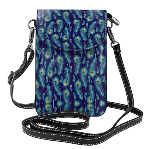 ASFgda Kleine Kuriertasche für Damen, Pfauenvogelfedern, bedruckt, mit Kreditkartenschlitz, mobile Geldbörse ASFgda Kleine Kuriertasche für Damen, Pfauenvogelfedern, bedruckt, mit Kreditkartenschlitz, mobile Geldbörse von ASFgda