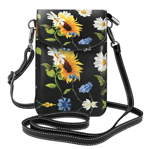 ASFgda Kleine Kuriertasche für Damen, Sonnenblumen, Kamille, mit Kreditkartenschlitz, mobile Geldbörse ASFgda Kleine Kuriertasche für Damen, Sonnenblumen, Kamille, mit Kreditkartenschlitz, mobile Geldbörse von ASFgda