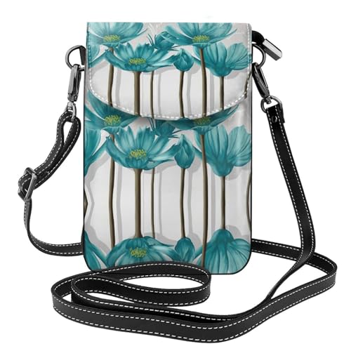 ASFgda Kleine Kuriertasche für Damen, mit Kreditkartenschlitz, Blumenmuster, Blaugrün / Grau / Weiß ASFgda Kleine Kuriertasche für Damen, mit Kreditkartenschlitz, Blumenmuster, Blaugrün / Grau / Weiß von ASFgda
