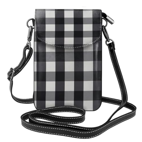 ASFgda Kleine Kuriertasche für Damen, mit Kreditkartenschlitz, Schwarz und Weiß kariert ASFgda Kleine Kuriertasche für Damen, mit Kreditkartenschlitz, Schwarz und Weiß kariert von ASFgda