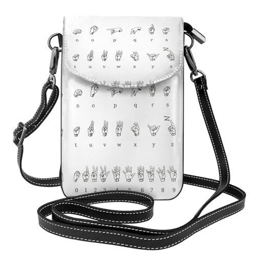 ASFgda Kleine Kuriertasche für Damen, mit Zeichensprache, Alphabet, mit Kreditkartenschlitz, mobile Geldbörse ASFgda Kleine Kuriertasche für Damen, mit Zeichensprache, Alphabet, mit Kreditkartenschlitz, mobile Geldbörse von ASFgda