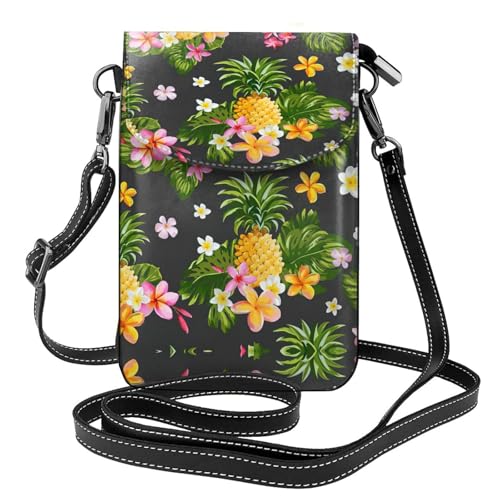 ASFgda Kleine Kuriertasche für Damen, tropische Ananas, hawaiianischer Druck, mit Kreditkartenschlitz, mobile Geldbörse ASFgda Kleine Kuriertasche für Damen, tropische Ananas, hawaiianischer Druck, mit Kreditkartenschlitz, mobile Geldbörse von ASFgda