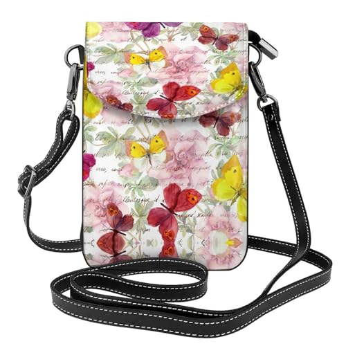 ASFgda Kleine Kuriertasche für Damen mit Schmetterlings-Motiv, mit Kreditkartenschlitz, mobile Geldbörse ASFgda Kleine Kuriertasche für Damen mit Schmetterlings-Motiv, mit Kreditkartenschlitz, mobile Geldbörse von ASFgda