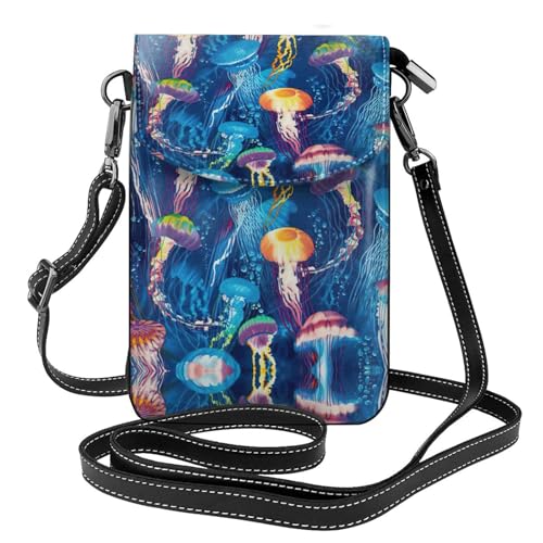 ASFgda Kleine Kuriertasche für Damen mit farbigen Quallen und Kreditkartenschlitzen ASFgda Kleine Kuriertasche für Damen mit farbigen Quallen und Kreditkartenschlitzen von ASFgda