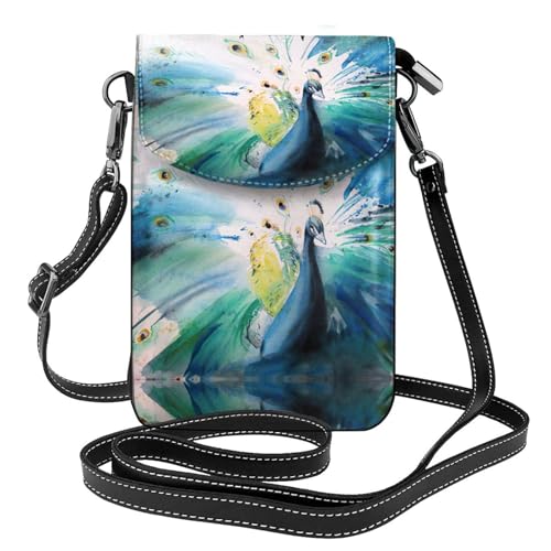 ASFgda Kleine Kuriertasche für Damen mit niedlichem Pfauenmuster, mit Kreditkartenschlitz, mobile Geldbörse ASFgda Kleine Kuriertasche für Damen mit niedlichem Pfauenmuster, mit Kreditkartenschlitz, mobile Geldbörse von ASFgda