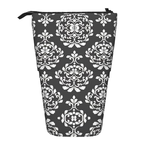 ASFgda Stehendes Federmäppchen mit Damast-Muster, Teleskop-Stifttasche, tragbarer Stifthalter, Aufbewahrungs-Kosmetiktasche von ASFgda