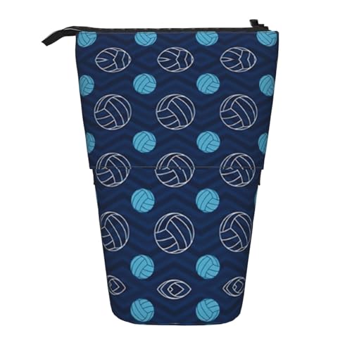 ASFgda Stehendes blaues Federmäppchen mit Volleyball-Druck, Teleskop-Stifttasche, tragbarer Stifthalter, Aufbewahrungs-Kosmetiktasche ASFgda Stehendes blaues Federmäppchen mit Volleyball-Druck, Teleskop-Stifttasche, tragbarer Stifthalter, Aufbewahrungs-Kosmetiktasche von ASFgda