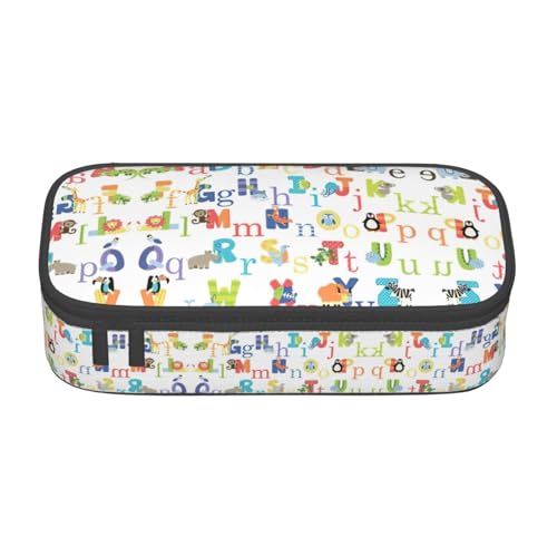 Federmäppchen mit großem Fassungsvermögen, langlebig, Tier-Alphabet, tragbare Kosmetiktasche, Aufbewahrungstasche für Bürobedarf. Federmäppchen mit großem Fassungsvermögen, langlebig, Tier-Alphabet, tragbare Kosmetiktasche, Aufbewahrungstasche für Bürobedarf. von ASFgda