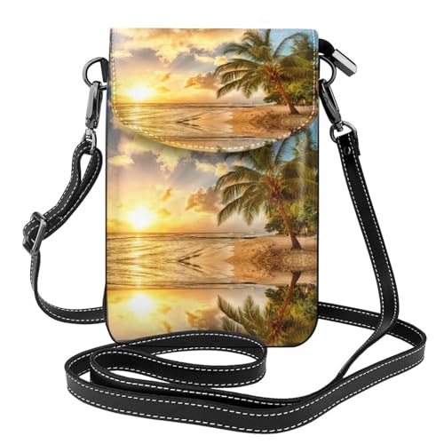 Kleine Kuriertasche für Damen, Motiv: Sonnenuntergang, hawaiianische Palme, mit Kreditkartenschlitz, Handygeldbörse Kleine Kuriertasche für Damen, Motiv: Sonnenuntergang, hawaiianische Palme, mit Kreditkartenschlitz, Handygeldbörse von ASFgda