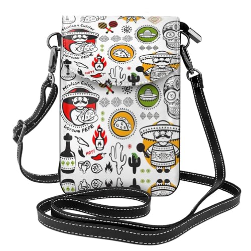 Kleine Kuriertasche für Damen, mexikanische Salsa-Symbole, mit Kreditkartenschlitz, mobile Geldbörse Kleine Kuriertasche für Damen, mexikanische Salsa-Symbole, mit Kreditkartenschlitz, mobile Geldbörse von ASFgda