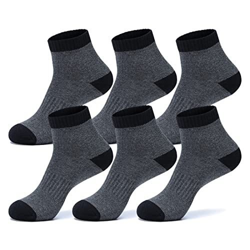 ASGJKAM Sport Sneaker Socken Herren Laufsocken Atmungsaktiv Baumwolle Gepolsterte Söckchen mit Fußgewölbestütze für Herren 6 Paar (39-42, Grau) von ASGJKAM