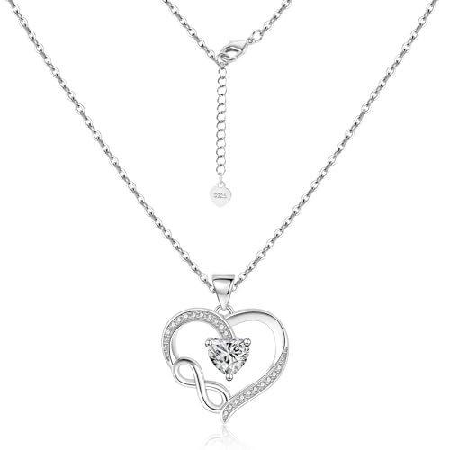 925 Sterling Silber Halskette Ketten für Damen, Silber Verstellbares Halsketten Ketten mit Zirkon Strass Herz Anhänger Schmuck Ketten Unendlichkeit Zeitlose Liebe Anhänger Halsketten für Damen Frauen 925 Sterling Silber Halskette Ketten für Damen, Silber Verstellbares Halsketten Ketten mit Zirkon Strass Herz Anhänger Schmuck Ketten Unendlichkeit Zeitlose Liebe Anhänger Halsketten für Damen Frauen von ASH'S CHOICE