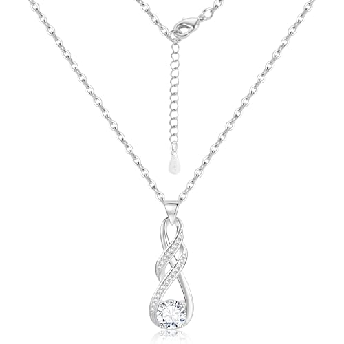 ASH'S CHOICE 925 Sterling Silber Ketten für Damen, Sterling Silber Halskette mit Unendlichkeit Anhänger Zirkonia Strass Stein Infinity Anhänger Unendlichkeit Halskette Silberen Kette Frauen Damen von ASH'S CHOICE
