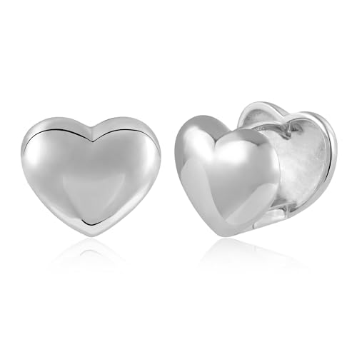 ASH'S CHOICE Silber 925 Creolen Kleine Ohrringe Herz Damen, Silber 925 Ohrringe Herz Liebe Süße Creolen Klobig Knorpel Kreolen Huggie Creolen Kleine Leicht Breit Silber Ohrringe Herzform Damen Mädchen von ASH'S CHOICE