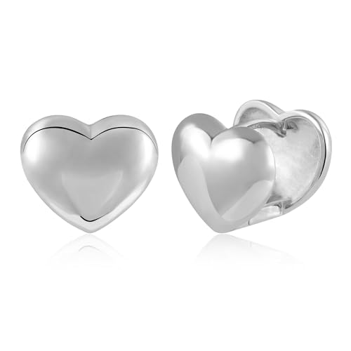 ASH'S CHOICE Silber 925 Creolen Kleine Ohrringe Herz Damen, Silber 925 Ohrringe Herz Liebe Süße Creolen Klobig Knorpel Kreolen Huggie Creolen Kleine Leicht Breit Silber Ohrringe Herzform Damen von ASH'S CHOICE