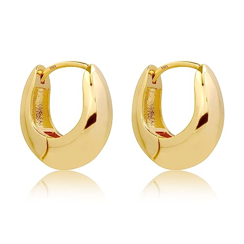 Creolen Gold Ohrringe, Damen Silber 925 Creolen Klobig 14k Vergoldet Ohrringe Kleine Knorpel Huggie Creolen Klobig Leicht Breit Creolen Kreolen Mini Kleine Gold Chunky Creolen Ohrringe Damen Mädchen von ASH'S CHOICE