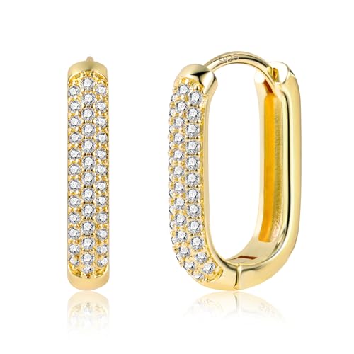 Creolen Gold Ohrringe Eckig Damen, ASH'S CHOICE 14K Vergoldet Sterling Silber 925 Creolen Dick Klobige Eckig Gold Creolen Kleine Knorpel Huggie Creolen mit Stein Zirkon Glitz Quadratische Ohrringe Creolen Gold Ohrringe Eckig Damen, ASH'S CHOICE 14K Vergoldet Sterling Silber 925 Creolen Dick Klobige Eckig Gold Creolen Kleine Knorpel Huggie Creolen mit Stein Zirkon Glitz Quadratische Ohrringe von ASH'S CHOICE