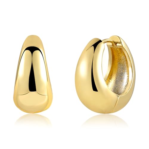 Creolen Gold Ohrringe Kleine, Silber 925 Creolen Klobig 14k Vergoldet Ohrringe Kleine Knorpel Huggie Creolen Klobig Leicht Breit Creolen Kreolen Kleine Chunky Creolen Gold Ohrringe für Damen Mädchen von ASH'S CHOICE