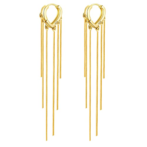 Creolen Ohrringe Gold Quaste Damen, 14K Vergoldet Ohrringe Boho Creolen Kleine mit Lange Quaste, Ohrringe Quaste Vintage Baumeln Reifen Ohrhänger Hängend Ohrringe Gold für Damen Mädche von ASH'S CHOICE