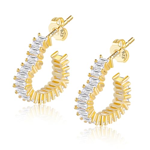 ASH'S CHOICE Ohrringe Herz Gold Damen, Creolen Gold Herz 14K Vergoldet Ohrringe Creolen mit Herz Anhänger, Silber 925 Ohrringe Hängende Herzform Creolen Klobig Gold Glitz Ohrringe mit Zirkon Strass von ASH'S CHOICE