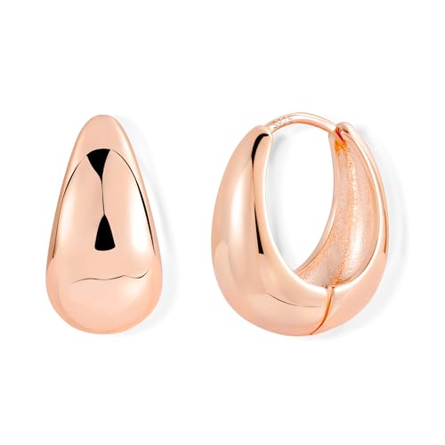 ASH'S CHOICE Roségold Creolen - Klobig & Ovale Chunky Ohrringe, leicht, breit, glitzer von ASH'S CHOICE