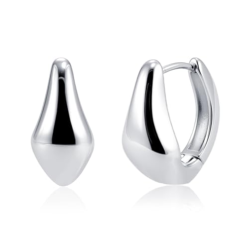 Silber 925 Creolen Ohrringe Kleine Damen, Sterling Silber 925 Ohrringe Oval Creolen Klobig Dick Leicht Groß Breite Chunky Ohrringen Silberen Knorpel Huggie Kreolen Mini Klein Creole Damen Frauen von ASH'S CHOICE