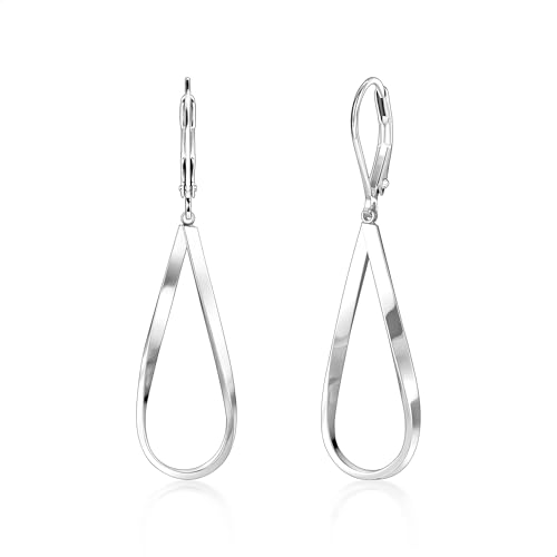 Silber 925 Ohrringe Hängend Damen, Twisted Ohrringe Hängend Sterling Silber 925 Französische Ohrhaken Anhängerohrring Wassertropfen Lange Gedrehter Twisted Baumelnde Ohrhänger Boho für Damen Frauen von ASH'S CHOICE