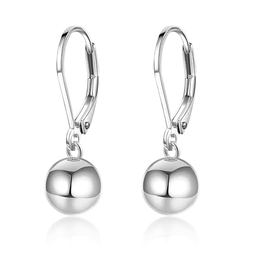 ASH'S CHOICE Silber 925 Ohrringe Hängende Wassertropfen Damen, Silber Französischer Ohrhaken Ohrringe mit Anhänge, Leicht Silber 925 Creolen mit Tropfen Kugel Dick Silber Ohrringe Hängende Damen von ASH'S CHOICE