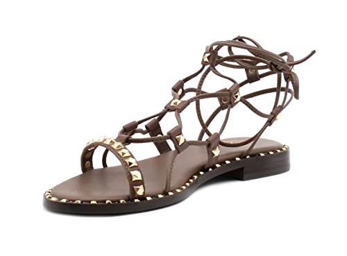 ASH Damen-Sandalen Paloma Braun PE23 aus Leder mit Nieten, braun, 37 EU von ASH