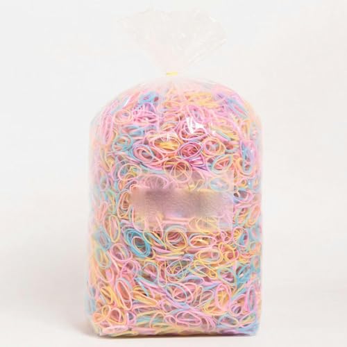 1000/2000 Stück Gummibänder für Babys, Mädchen, Einweg-Scrunchie-Packung, kleines elastisches Haarband, Haarseil, Stirnband, Damen-Haar-Accessoires, Geleefarbe, 1000 Stück von ASHAON