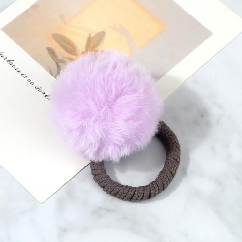 2 Teile/los Niedliches Haarball-Haarband für Mädchen, bunter Pompon, elastisches Gummi-Scrunchie, Kinder-Stirnband, Haar-Accessoires, Set, 3, Farbe 3 von ASHAON