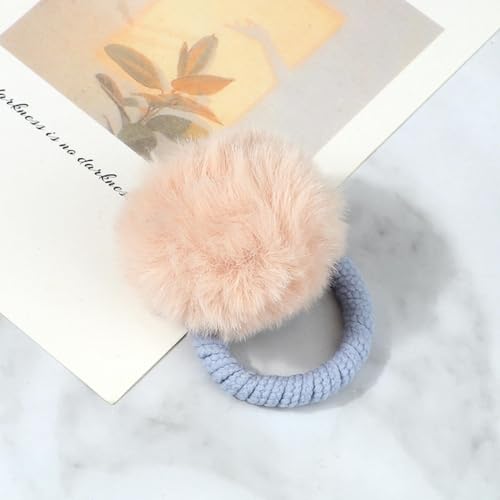 2 Teile/los Niedliches Haarball-Haarband für Mädchen, bunter Pompon, elastisches Gummi-Scrunchie, Kinder-Stirnband, Haar-Accessoires, Set, 5, Farbe 1 von ASHAON