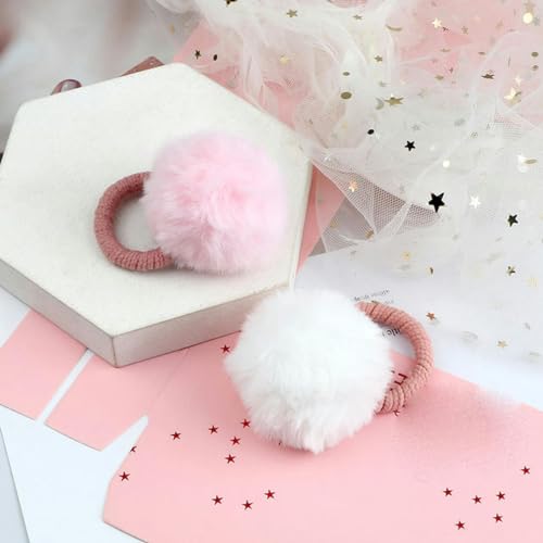 2 Teile/los Niedliches Haarball-Haarband für Mädchen, bunter Pompon, elastisches Gummi-Scrunchie, Kinder-Stirnband, Haar-Accessoires – 1 Stück pro Farbe 1 von ASHAON