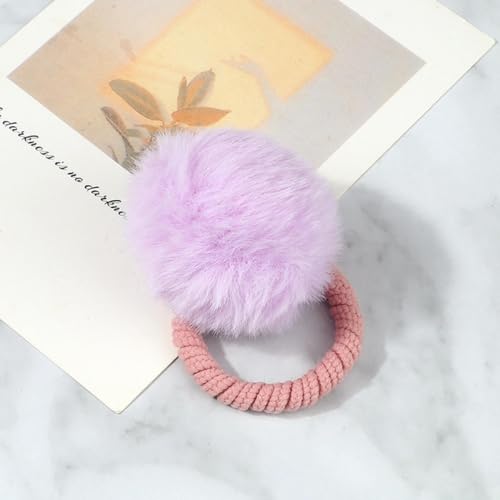 2 Teile/los Niedliches Haarball-Haarband für Mädchen, bunter Pompon, elastisches Gummi-Scrunchie, Kinder-Stirnband, Haar-Accessoires-Set-1, Farbe 8 von ASHAON