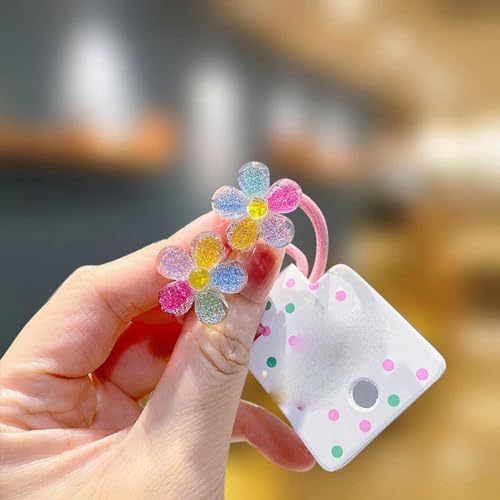 Kinder Pailletten Floral elastische Haarbänder Gummiband Haargummi Prinzessin Haarseil Kopfbedeckung Mädchen Kinder Haarschmuck-mehrfarbiges Blumenmuster von ASHAON