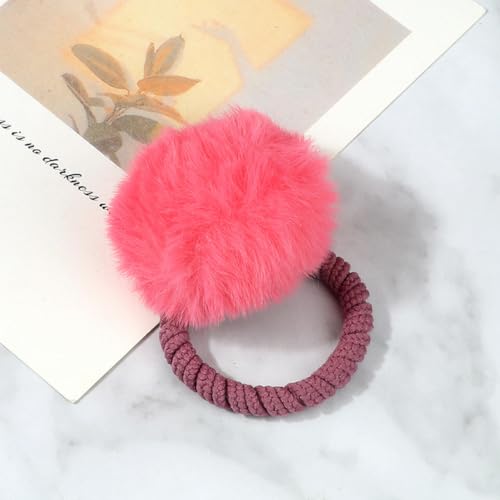 Teile/los Niedliches Haarball-Haarband für Mädchen, bunter Pompon, elastisches Gummi-Scrunchie, Kinder-Stirnband, Haar-Accessoires, Set, 6, Farbe 1 von ASHAON